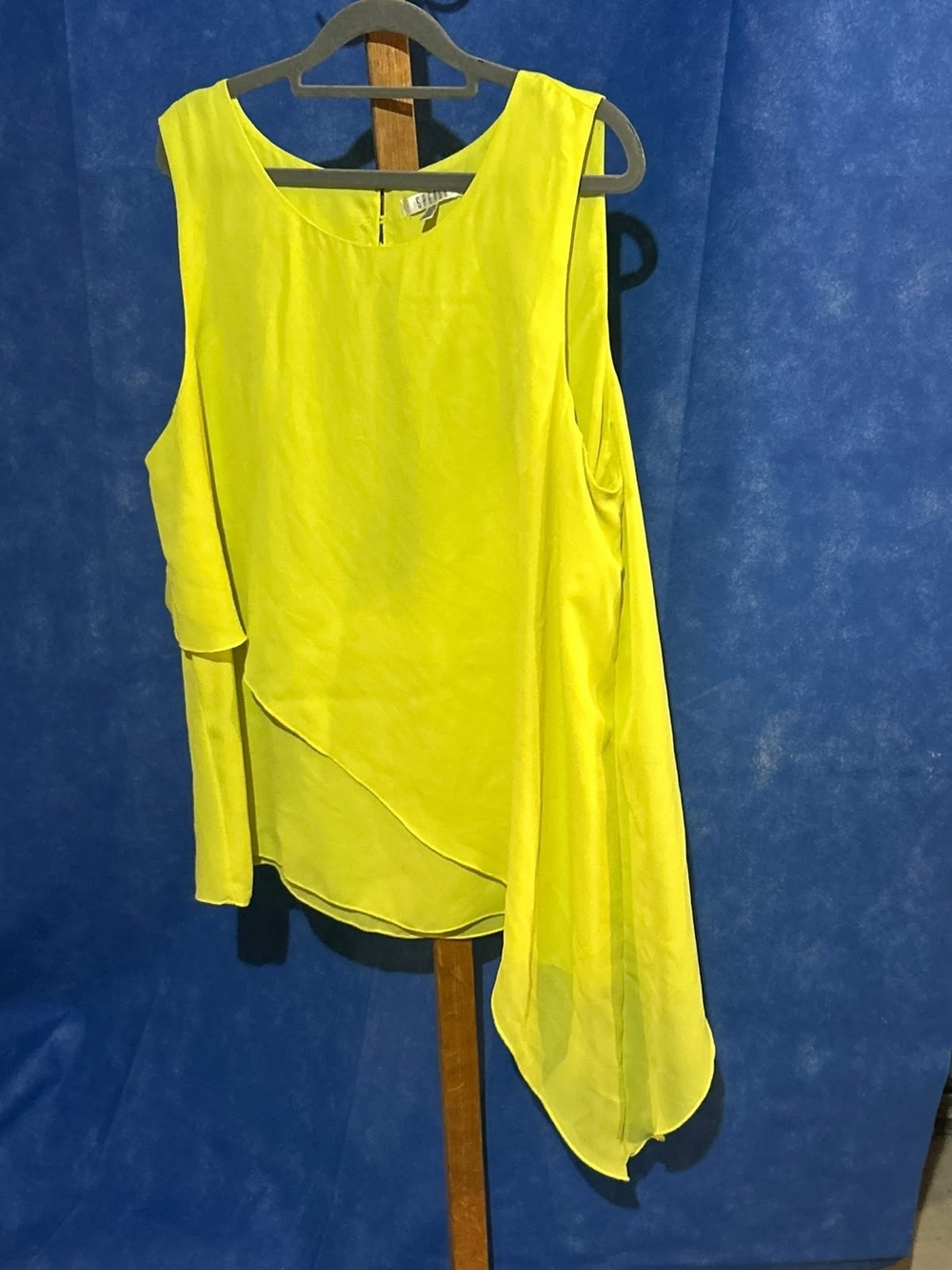 Spense Bright Yellow Asymmetrical Ruffle Top - Picture 2 of 3